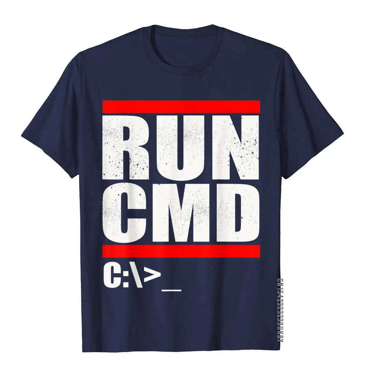 KIMLUD, Run CMD T Shirt Computer Nerd T Shirt Camisa3D Style Tops & Tees New Arrival Cotton Men Top T-Shirts, Navy / S, KIMLUD APPAREL - Womens Clothes