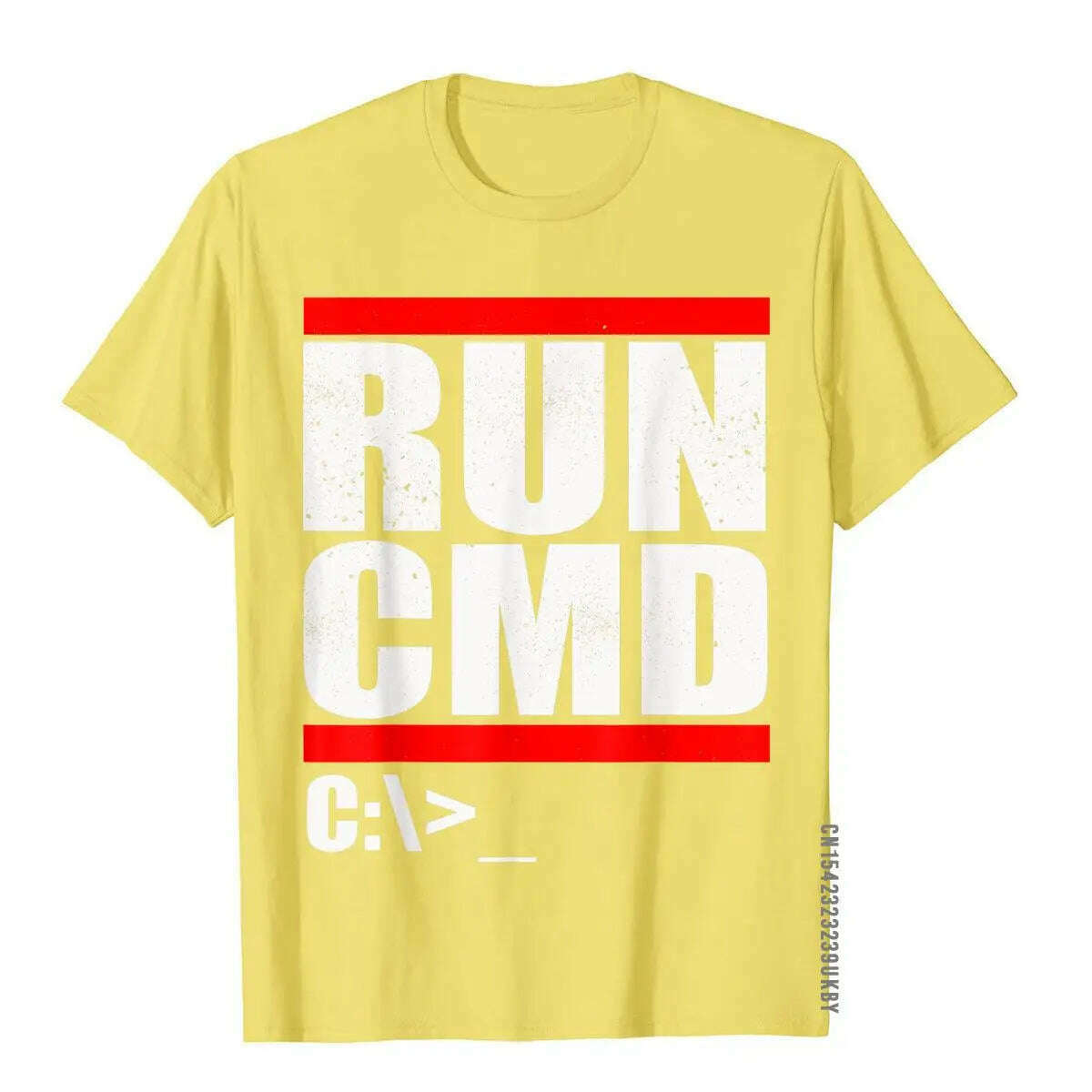 KIMLUD, Run CMD T Shirt Computer Nerd T Shirt Camisa3D Style Tops & Tees New Arrival Cotton Men Top T-Shirts, Yellow / M, KIMLUD APPAREL - Womens Clothes