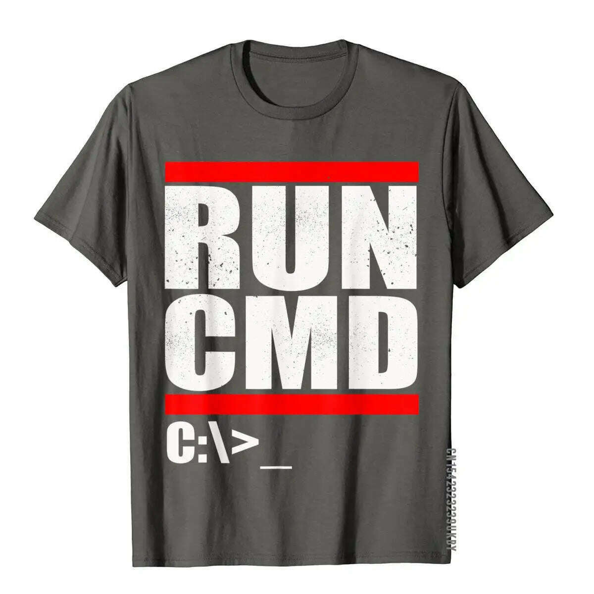 KIMLUD, Run CMD T Shirt Computer Nerd T Shirt Camisa3D Style Tops & Tees New Arrival Cotton Men Top T-Shirts, Asphalt / M, KIMLUD APPAREL - Womens Clothes