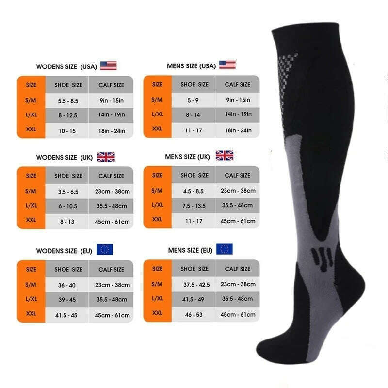 KIMLUD, S-XXL 3 Pairs Pack/Socks Compression Socks 30 Mmhg Fit For Medical Edema Diabetes Varicose Veins Running Sports Socks Size XXL, KIMLUD Womens Clothes