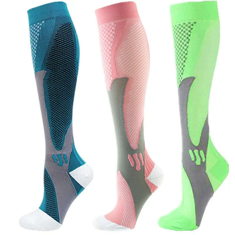 KIMLUD, S-XXL 3 Pairs Pack/Socks Compression Socks 30 Mmhg Fit For Medical Edema Diabetes Varicose Veins Running Sports Socks Size XXL, MIX003-225 / XXL, KIMLUD APPAREL - Womens Clothes