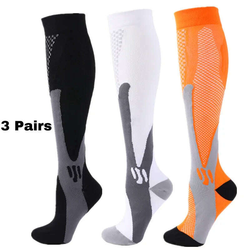 KIMLUD, S-XXL 3 Pairs Pack/Socks Compression Socks 30 Mmhg Fit For Medical Edema Diabetes Varicose Veins Running Sports Socks Size XXL, MIX003-170 / XXL, KIMLUD APPAREL - Womens Clothes