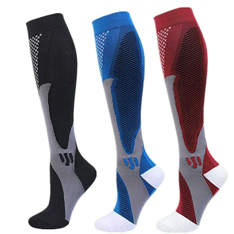 KIMLUD, S-XXL 3 Pairs Pack/Socks Compression Socks 30 Mmhg Fit For Medical Edema Diabetes Varicose Veins Running Sports Socks Size XXL, MIX003-176 / XXL, KIMLUD APPAREL - Womens Clothes