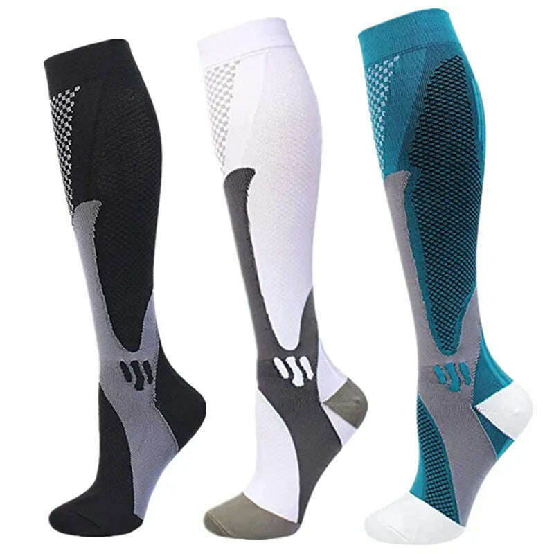 KIMLUD, S-XXL 3 Pairs Pack/Socks Compression Socks 30 Mmhg Fit For Medical Edema Diabetes Varicose Veins Running Sports Socks Size XXL, MIX003-173 / XXL, KIMLUD APPAREL - Womens Clothes