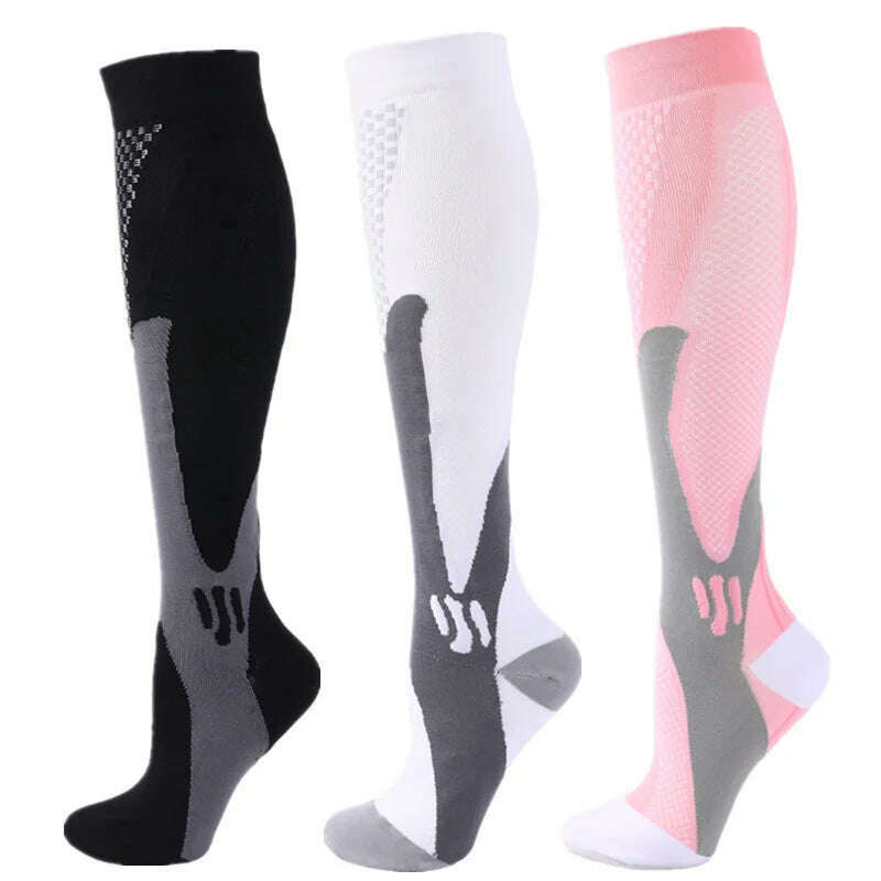 KIMLUD, S-XXL 3 Pairs Pack/Socks Compression Socks 30 Mmhg Fit For Medical Edema Diabetes Varicose Veins Running Sports Socks Size XXL, MIX003-219 / XXL, KIMLUD APPAREL - Womens Clothes