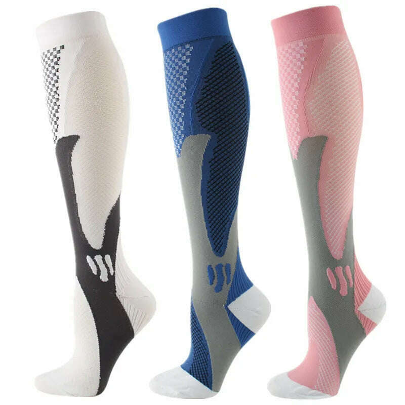 KIMLUD, S-XXL 3 Pairs Pack/Socks Compression Socks 30 Mmhg Fit For Medical Edema Diabetes Varicose Veins Running Sports Socks Size XXL, MIX003-220 / L-XL, KIMLUD APPAREL - Womens Clothes