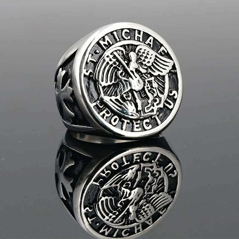 KIMLUD, Saint Michael Protect Archangel Ring Dawapara Protection Ring Amulet Metatron Cube Lilith Symbol The Secrets Of King Solomon, 12 / 2, KIMLUD APPAREL - Womens Clothes