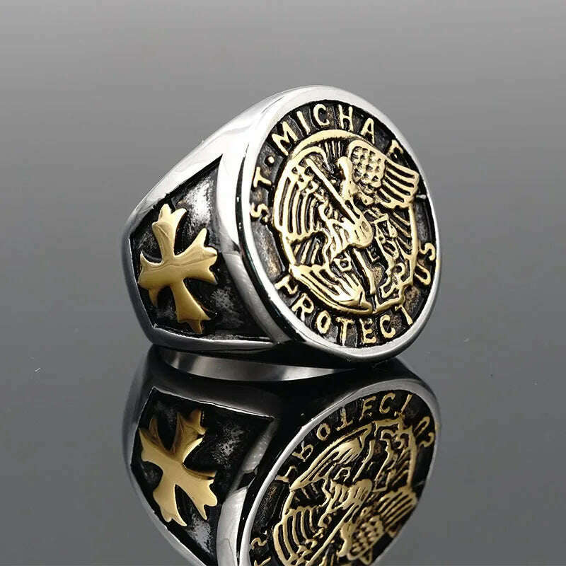 KIMLUD, Saint Michael Protect Archangel Ring Dawapara Protection Ring Amulet Metatron Cube Lilith Symbol The Secrets Of King Solomon, 13 / 1, KIMLUD APPAREL - Womens Clothes