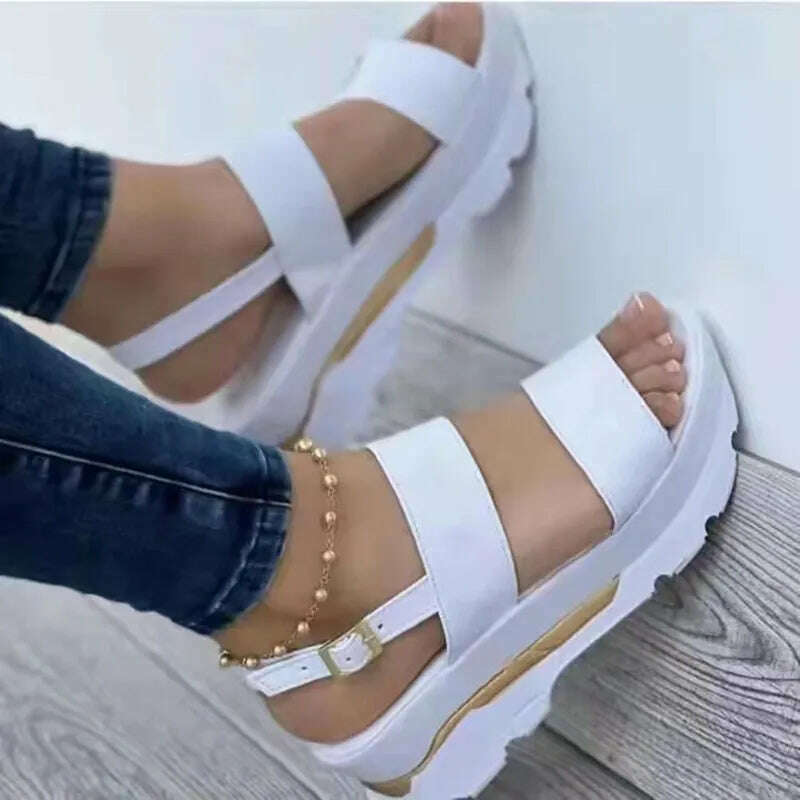 Sandals Women 2023 Heeled Sandals with Platform Shoes Summer Beach Sandalias Mujer Casual Elegant Wedges Shoes for Women Size 43 - KIMLUD