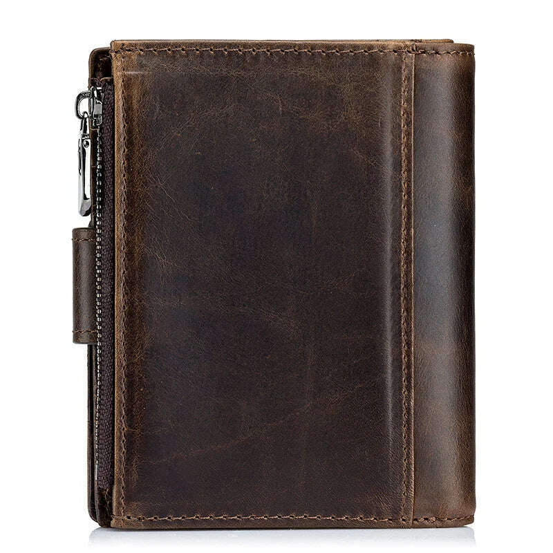 SCHLATUM Genuine Leather Men Business Wallet RFID Men Card Id Holder Coin Purse Travel Wallet Anti-theft Swipe - KIMLUD