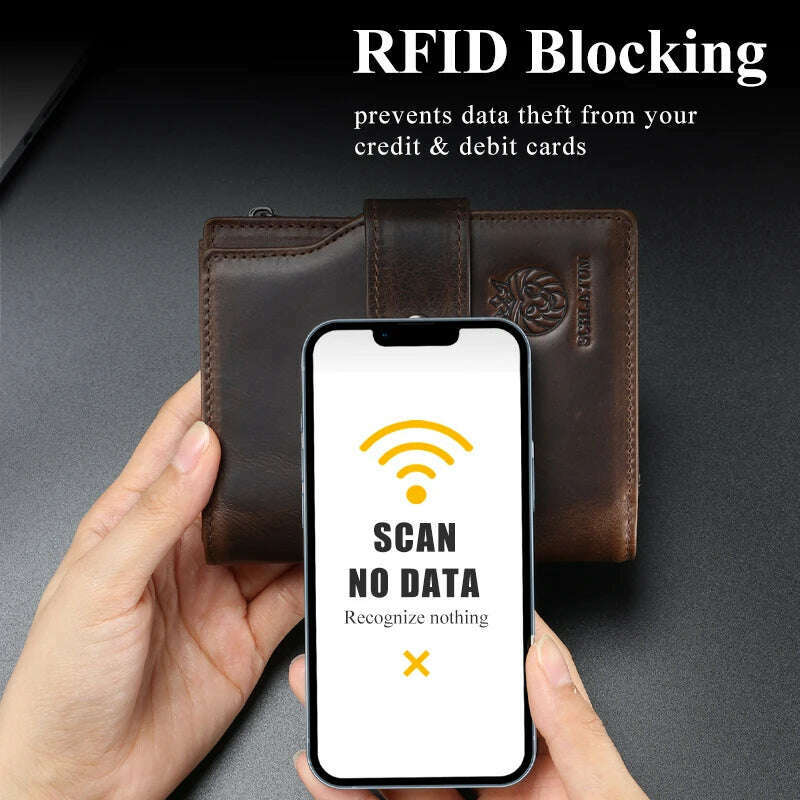 SCHLATUM Genuine Leather Men Business Wallet RFID Men Card Id Holder Coin Purse Travel Wallet Anti-theft Swipe - KIMLUD