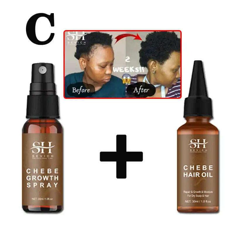 Sevich Chebe Hair Loss Treatment Spray Traction Alopecia Chebe Powder Essential Oil Africa Crazy Hair Growth Products Hair Care - KIMLUD