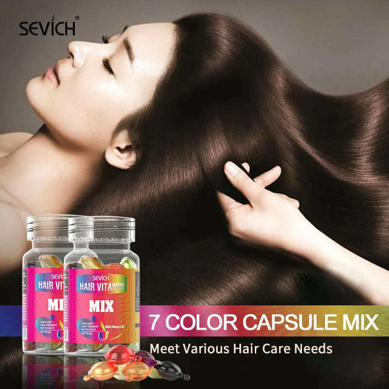 KIMLUD, Sevich Mix Hair Vitamin Capsule 30pcs/bottle Keratin Repair Damaged Hair Complex Oil Moroccan Anti-hair Loss Products Hair Care, KIMLUD Womens Clothes