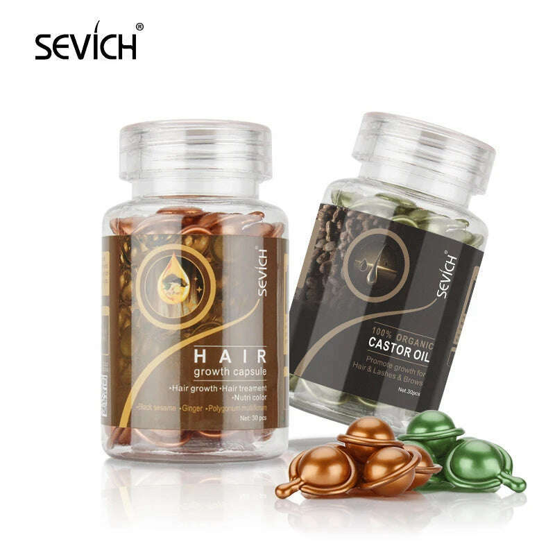 Sevich Mix Hair Vitamin Capsule 30pcs/bottle Keratin Repair Damaged Hair Complex Oil Moroccan Anti-hair Loss Products Hair Care - KIMLUD