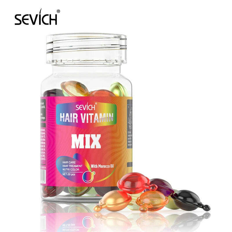 KIMLUD, Sevich Mix Hair Vitamin Capsule 30pcs/bottle Keratin Repair Damaged Hair Complex Oil Moroccan Anti-hair Loss Products Hair Care, Mix vitamin capsule / United States, KIMLUD APPAREL - Womens Clothes