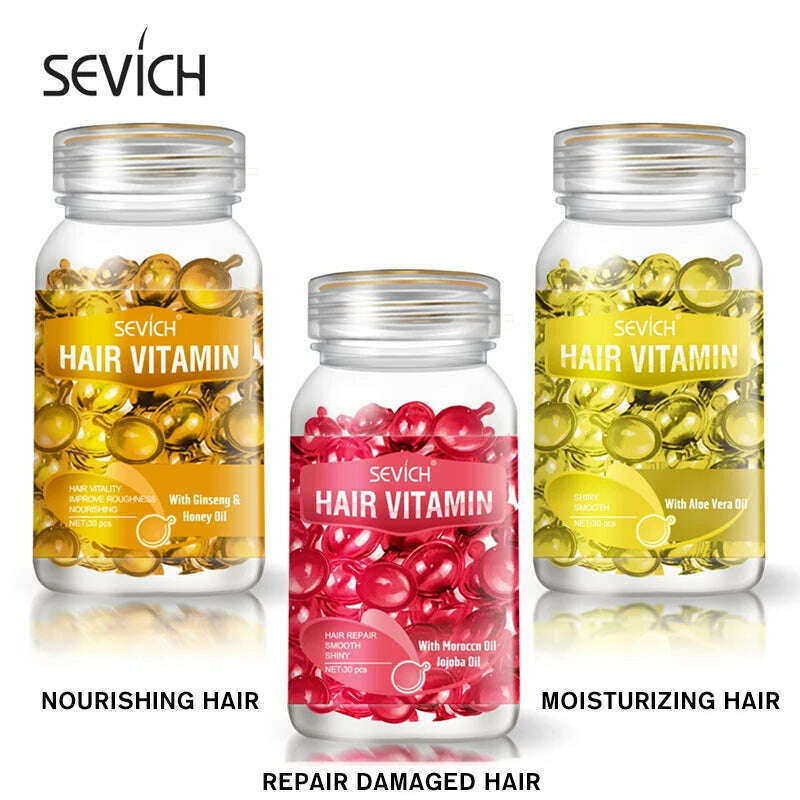 Sevich Mix Hair Vitamin Capsule 30pcs/bottle Keratin Repair Damaged Hair Complex Oil Moroccan Anti-hair Loss Products Hair Care - KIMLUD