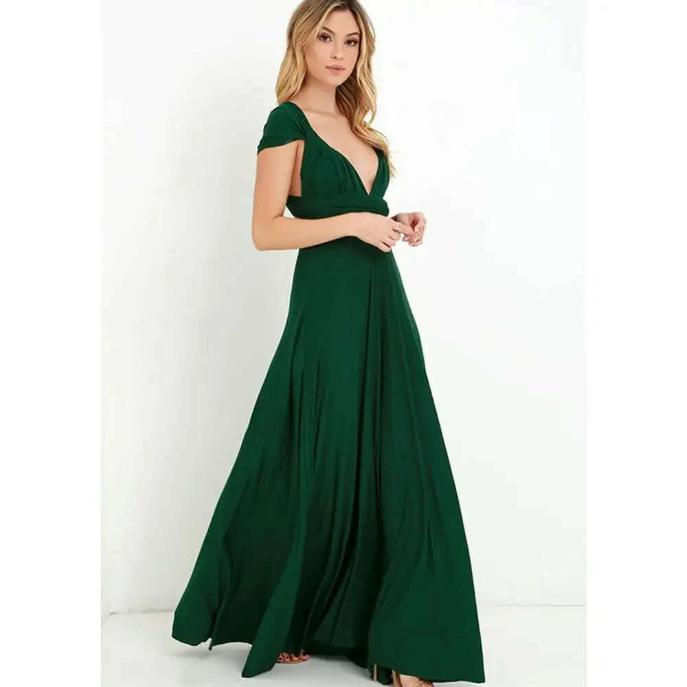 KIMLUD, Sexy Fashion BandageLong Dresses Women Girl Summer Boho Female Red Long Dresses Fashion Multi Rope Bandage Drersses for Party, green / S, KIMLUD APPAREL - Womens Clothes