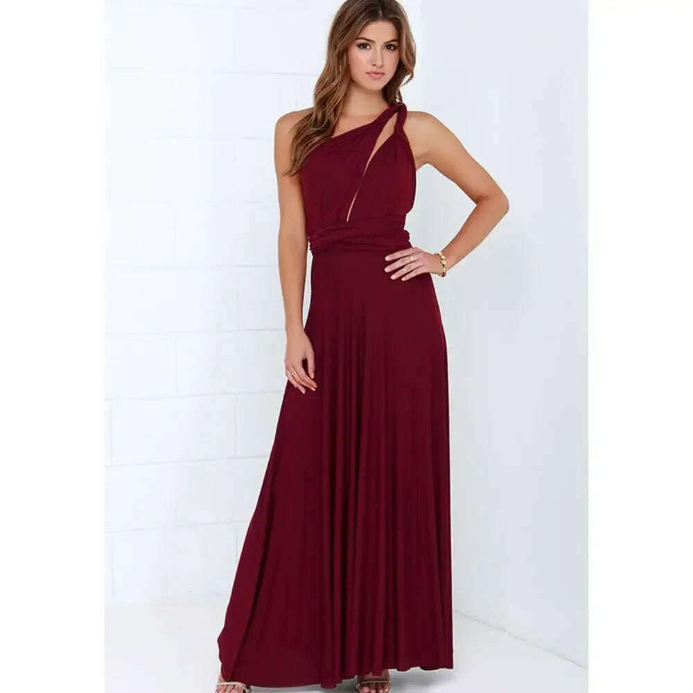 KIMLUD, Sexy Fashion BandageLong Dresses Women Girl Summer Boho Female Red Long Dresses Fashion Multi Rope Bandage Drersses for Party, winered / S, KIMLUD APPAREL - Womens Clothes