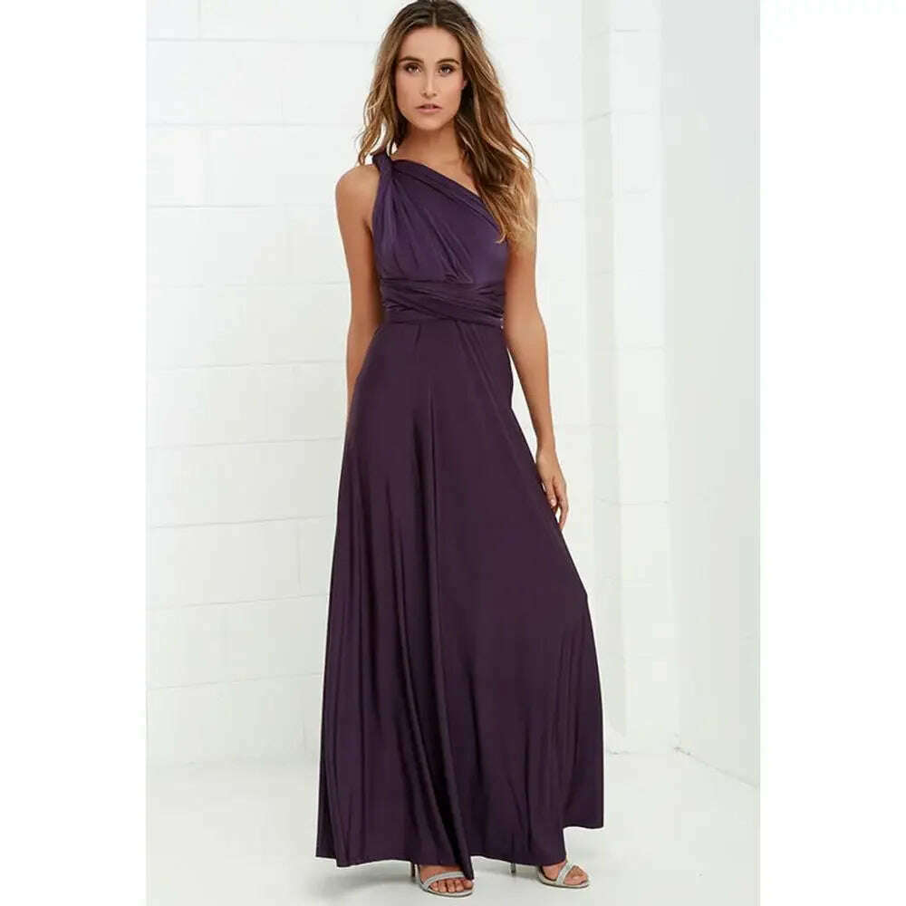 KIMLUD, Sexy Fashion BandageLong Dresses Women Girl Summer Boho Female Red Long Dresses Fashion Multi Rope Bandage Drersses for Party, purple / S, KIMLUD APPAREL - Womens Clothes