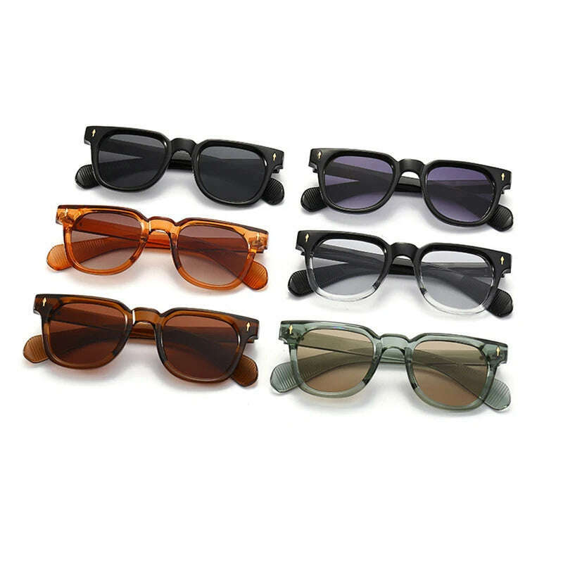 KIMLUD, SHAUNA Retro Square Men Rivets Sunglasses Shades UV400 Fashion Women Green Sun Glasses, KIMLUD Womens Clothes