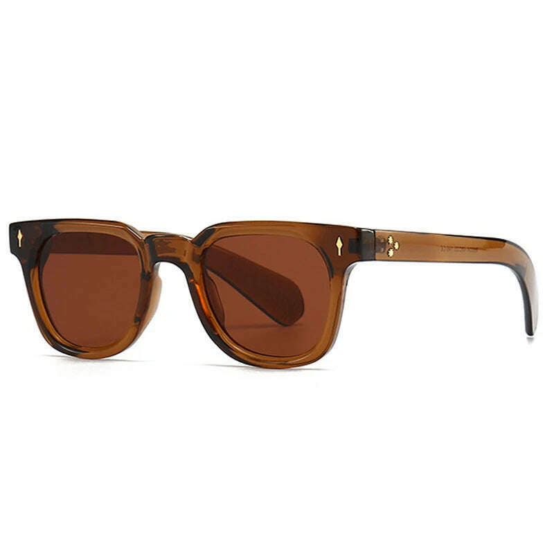 KIMLUD, SHAUNA Retro Square Men Rivets Sunglasses Shades UV400 Fashion Women Green Sun Glasses, Brown brown / As the picture, KIMLUD Womens Clothes