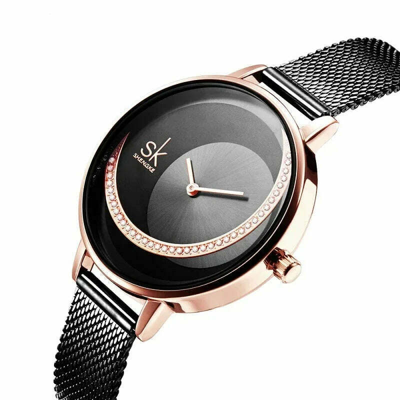 KIMLUD, Shengke Crystal Women Watch Luxury Brand Ladies Dress Watches Original Design Quartz Wrist Watches Creative SK Watch For Women, KIMLUD Womens Clothes