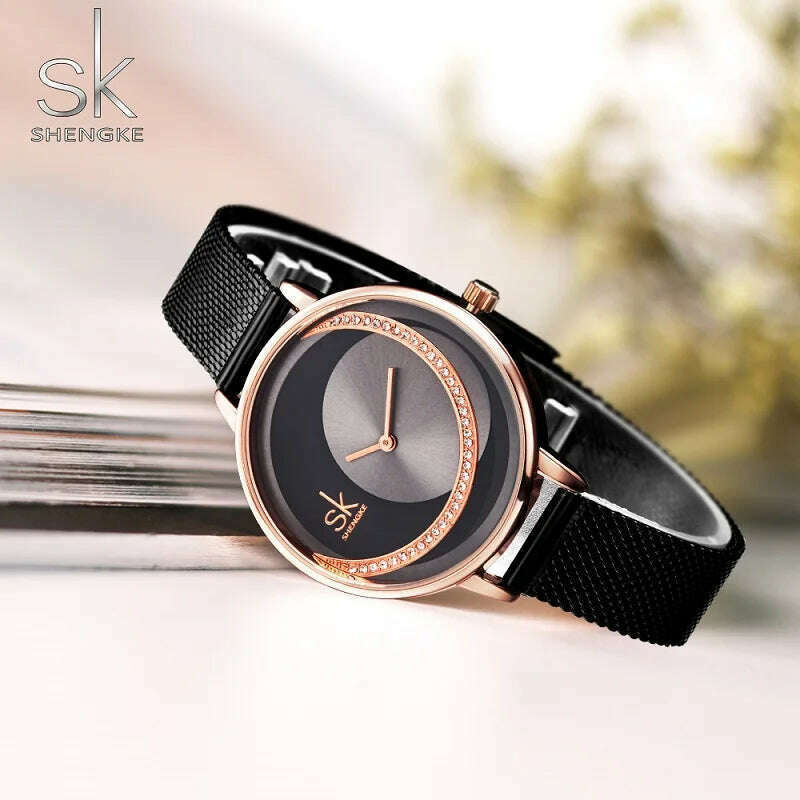 KIMLUD, Shengke Crystal Women Watch Luxury Brand Ladies Dress Watches Original Design Quartz Wrist Watches Creative SK Watch For Women, KIMLUD Womens Clothes