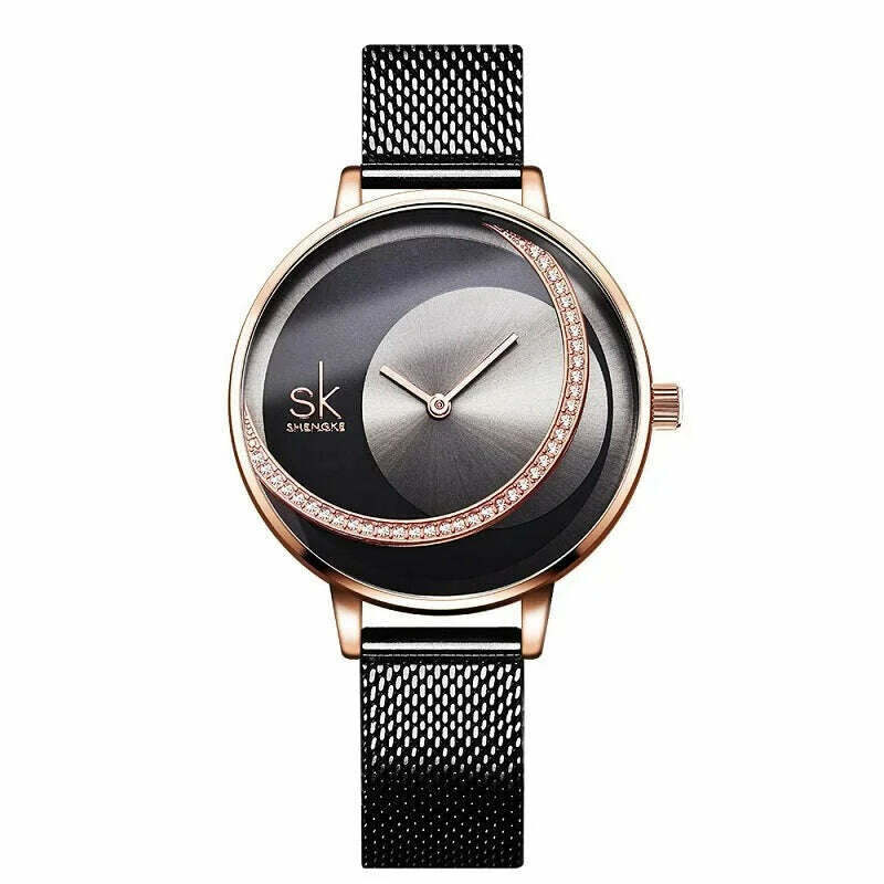 KIMLUD, Shengke Crystal Women Watch Luxury Brand Ladies Dress Watches Original Design Quartz Wrist Watches Creative SK Watch For Women, KIMLUD Womens Clothes