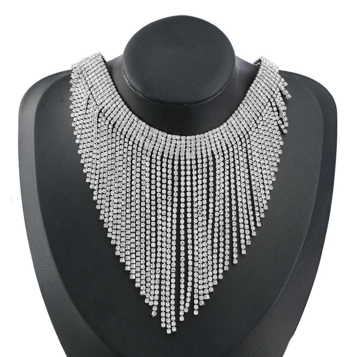 KIMLUD, Shiny Full Rhinestone Long Chain Choker Collar Statement Necklace For Women Fashion Jewelry Stunning Necklace Accessories, silver 7 / CHINA, KIMLUD APPAREL - Womens Clothes