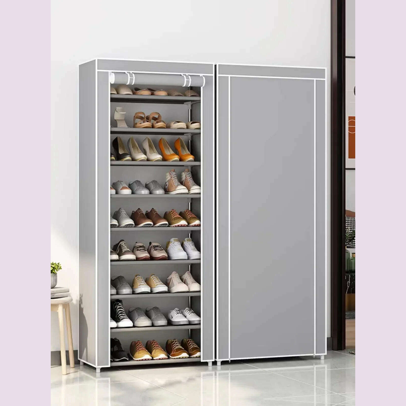 KIMLUD, Shoe Rack Organizer Shoe Cabinets Multilayer Nonwoven Dustproof Storage Cabinet Home Hallway Space-saving Cabinets Shoe Shelf, KIMLUD Womens Clothes