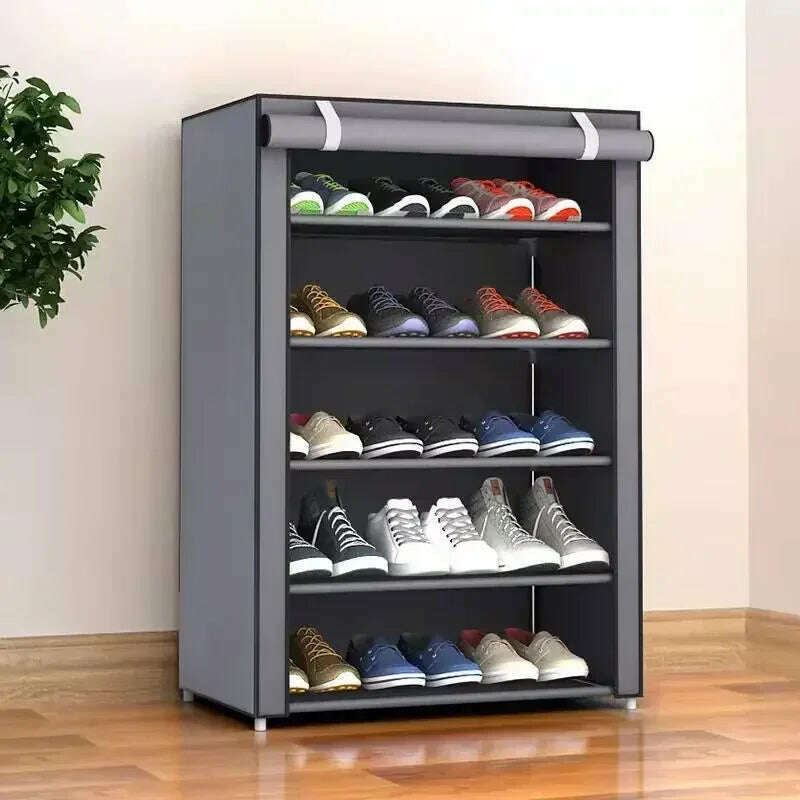 KIMLUD, Shoe Rack Organizer Shoe Cabinets Multilayer Nonwoven Dustproof Storage Cabinet Home Hallway Space-saving Cabinets Shoe Shelf, 6Layers Dark Gray, KIMLUD APPAREL - Womens Clothes