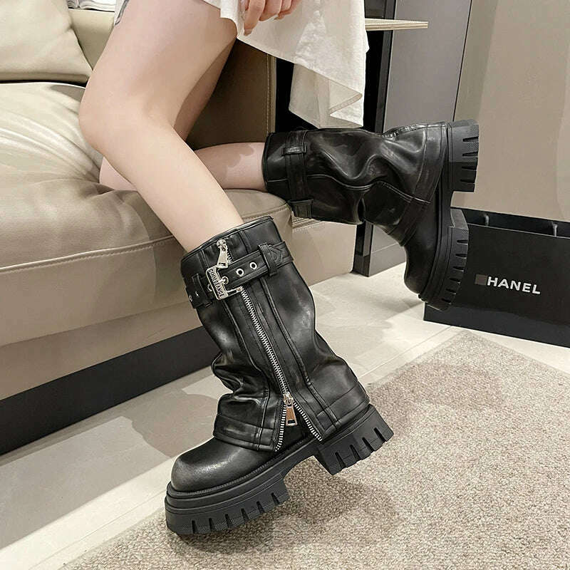 KIMLUD, Shoes for Women 2024 Mid-Calf Women's Boots Platform Modern Boots https://ae01.alicdn.com/kf/S189d506750b04071a137e5fc441e2d5f2.jpgWomen Belt Buckle Square Toe Side Zip Square Heel Shoes Female, KIMLUD Womens Clothes