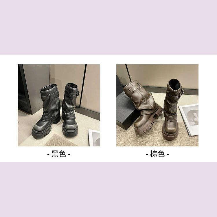 KIMLUD, Shoes for Women 2024 Mid-Calf Women's Boots Platform Modern Boots https://ae01.alicdn.com/kf/S189d506750b04071a137e5fc441e2d5f2.jpgWomen Belt Buckle Square Toe Side Zip Square Heel Shoes Female, KIMLUD Womens Clothes