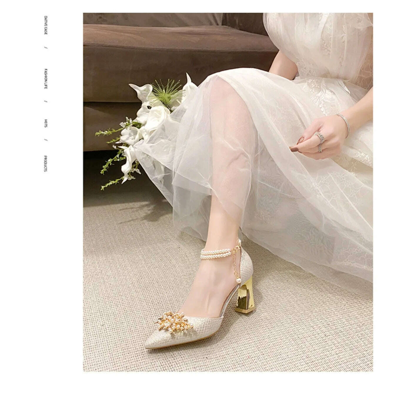 KIMLUD, Shoes Women Summer High Heels Women Wedding Shoes Luxury Bride Gold Heels Mary Jane Shoes Ladies Pumps Sandals Zapatos De Mujer, KIMLUD Womens Clothes