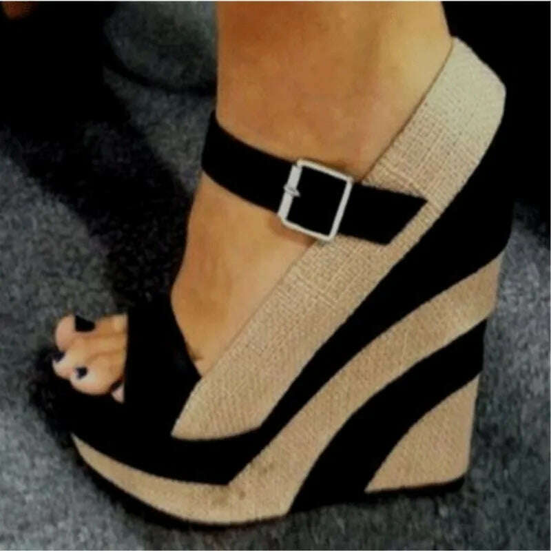 SHOFOO shoes Fashion women&#39;s high heels Peep toe pumps Wedge heel Multicolor Heel height about 15cm Lady shoes Fashion show - KIMLUD