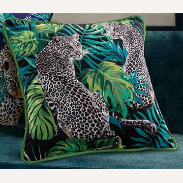 KIMLUD, Short Plus Throw Pillow Case Mid Century Leopard Tropical Rain Forest Cushion Covers for Home Sofa Chair Decorative Pillowcases, Leopard A / 45X45 CM / United States, KIMLUD APPAREL - Womens Clothes