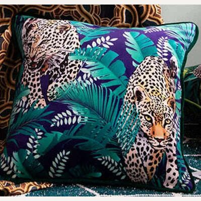 KIMLUD, Short Plus Throw Pillow Case Mid Century Leopard Tropical Rain Forest Cushion Covers for Home Sofa Chair Decorative Pillowcases, Leopard B / 45X45 CM / CHINA, KIMLUD APPAREL - Womens Clothes