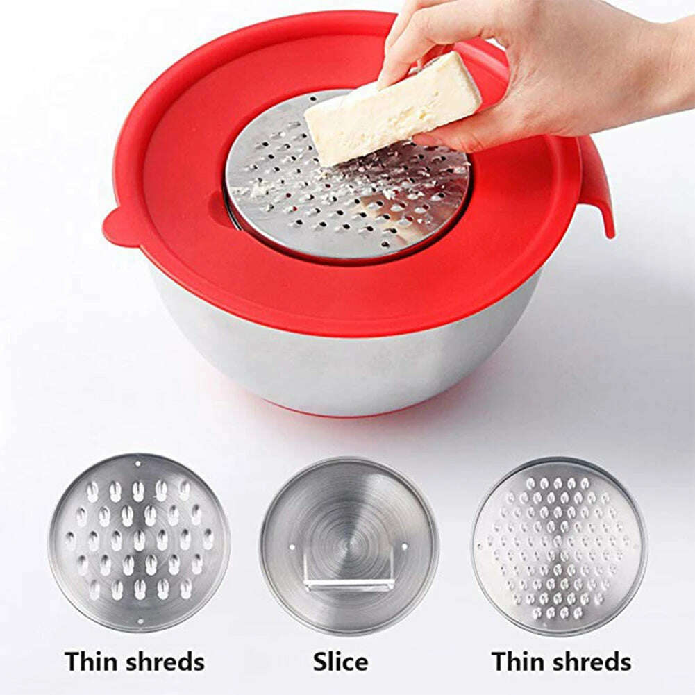 KIMLUD, Silicone Bottom Tableware Mixing Bowl Non-Slip Food Container Thickened Kitchen Utensil Stainless Steel With Lid, KIMLUD Womens Clothes