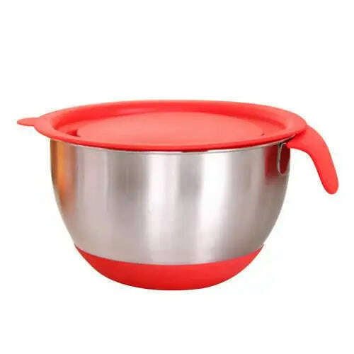 KIMLUD, Silicone Bottom Tableware Mixing Bowl Non-Slip Food Container Thickened Kitchen Utensil Stainless Steel With Lid, Bowl Lid 16cm, KIMLUD APPAREL - Womens Clothes