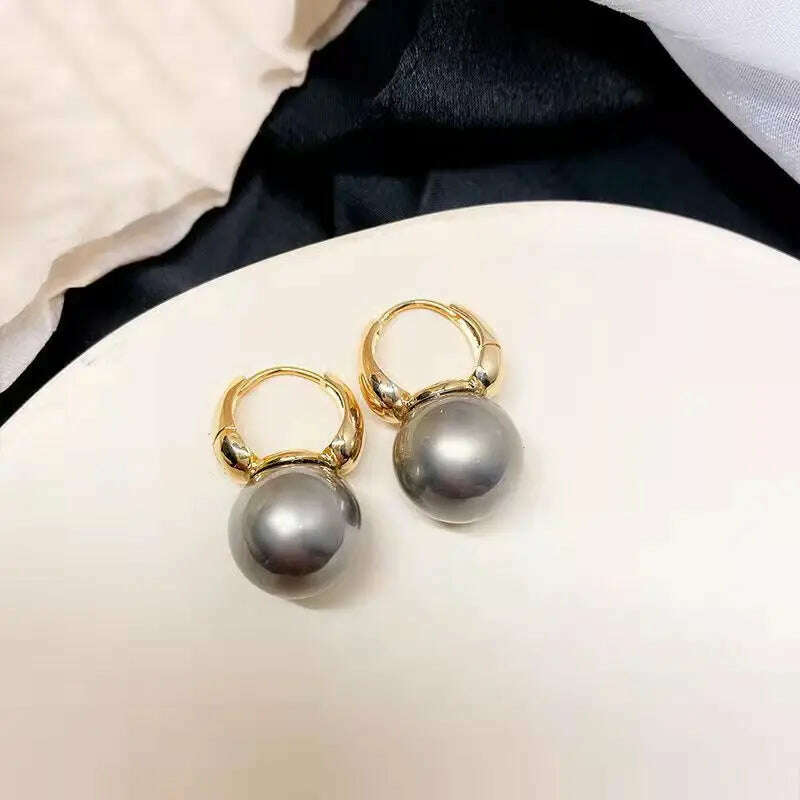 KIMLUD, Silver Color Pearl Studs Hoop Earrings for Women Gold Color Eardrop Minimalist Hoops Wedding Fashion Jewelry Dropshipping, 30HLZY5249-03, KIMLUD APPAREL - Womens Clothes