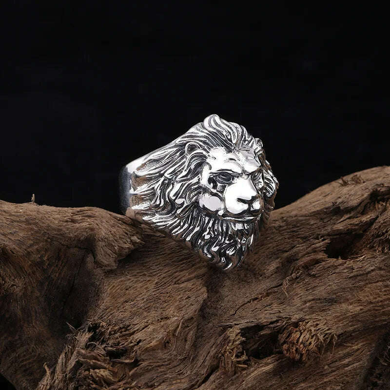 KIMLUD, Silver High Quality Animal ring Men's Lion Rings Stainless Steel Rock Punk Rings Men Lion's head Jewelry, KIMLUD Womens Clothes