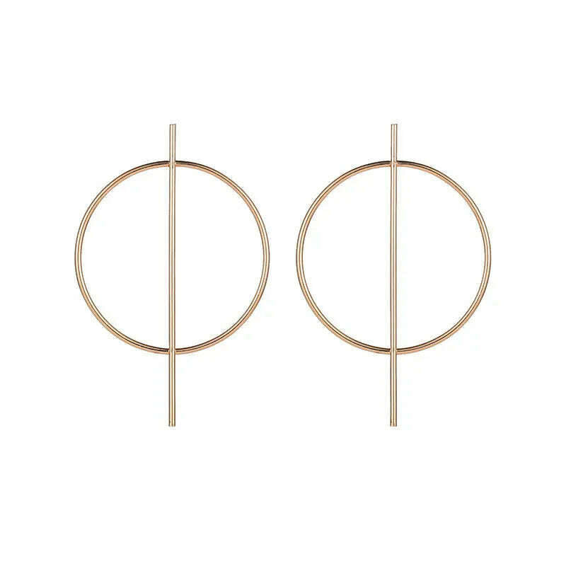 KIMLUD, Simple fashion gold color Silver plated geometric Long Circle earrings for women fashion big hollow drop earrings jewelry, e065jin, KIMLUD APPAREL - Womens Clothes