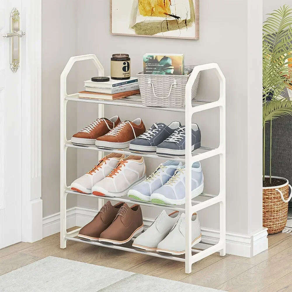 KIMLUD, Simple Fashion Shoe Rack 4-Layer Trapezoidal Shoes Organizer Stand Holder Living Room Space Saving Modern Assembled Shoe Rack, KIMLUD Womens Clothes