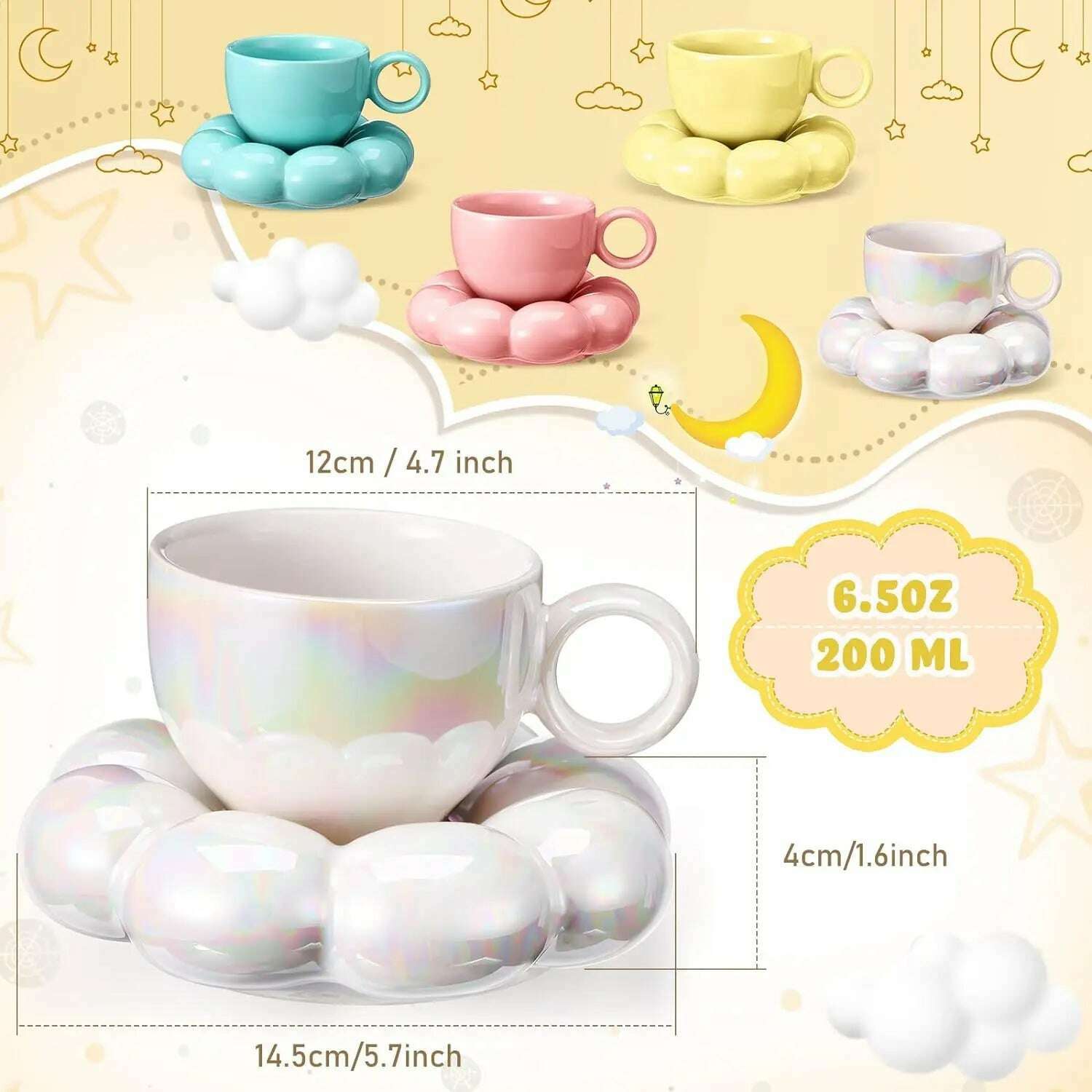 KIMLUD, Simple Sunflower Coffee Mug Set Office Home Macaroon Series Coffee Ceramic Cups and Saucers Pink Pearl White Creative Cute Cup, KIMLUD Womens Clothes