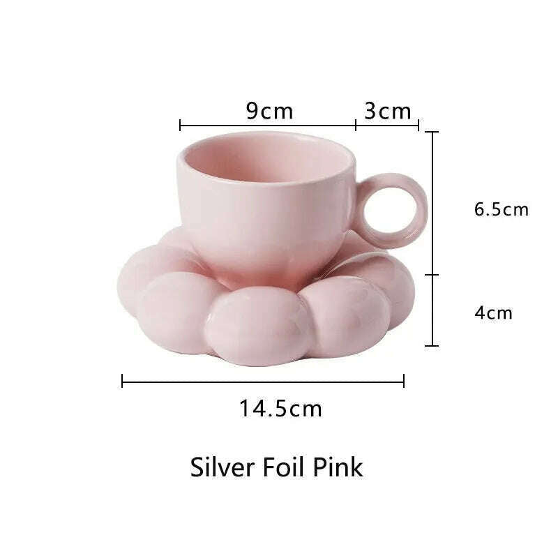 KIMLUD, Simple Sunflower Coffee Mug Set Office Home Macaroon Series Coffee Ceramic Cups and Saucers Pink Pearl White Creative Cute Cup, KIMLUD Womens Clothes