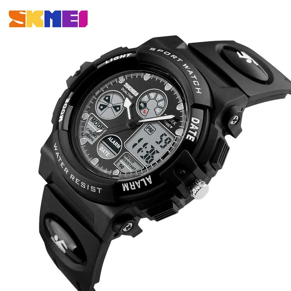 KIMLUD, SKMEI 1163 Sport Electronic Watches Girl Boy Military Digital Quartz Children Watch Dual Display Waterproof Kids Wristwatch 1451, 1163 black / CHINA, KIMLUD APPAREL - Womens Clothes