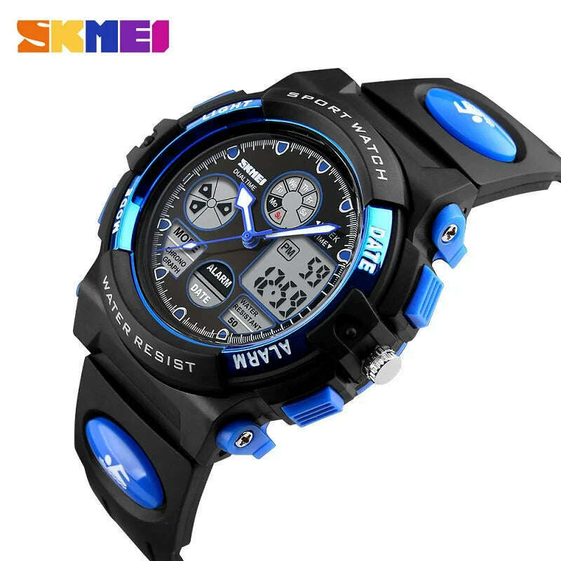 KIMLUD, SKMEI 1163 Sport Electronic Watches Girl Boy Military Digital Quartz Children Watch Dual Display Waterproof Kids Wristwatch 1451, 1163 blue / CHINA, KIMLUD APPAREL - Womens Clothes