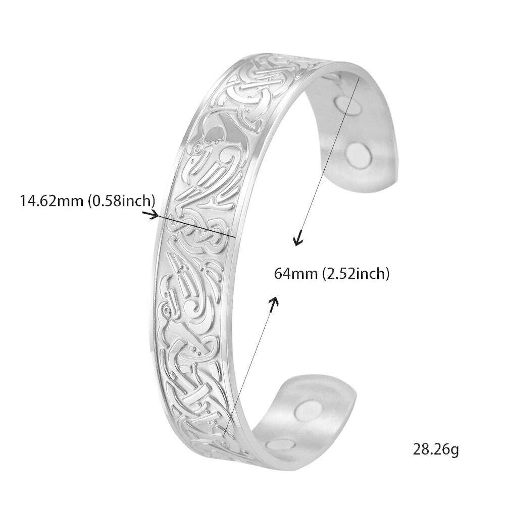 KIMLUD, Skyrim Health Magnetic Therapy 316L Stainless Steel Bracelets Phoenix Totem Viking Cuff Bangle Wiccan Amulet Bracelet Women Men, KIMLUD Womens Clothes