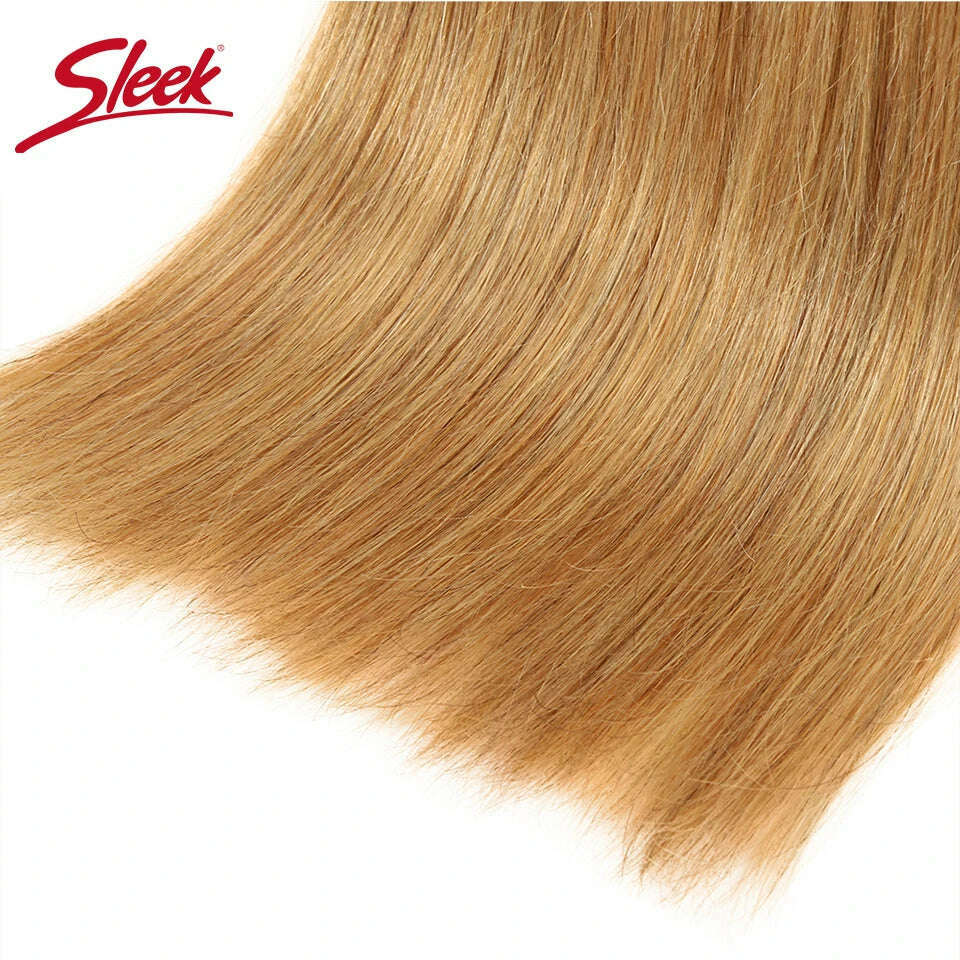 Sleek Honey Blonde 27 Color Mink Brazilian Natural Remy Straight Hair Weave Bundles 8 To 26 Inches Hair Extension - KIMLUD