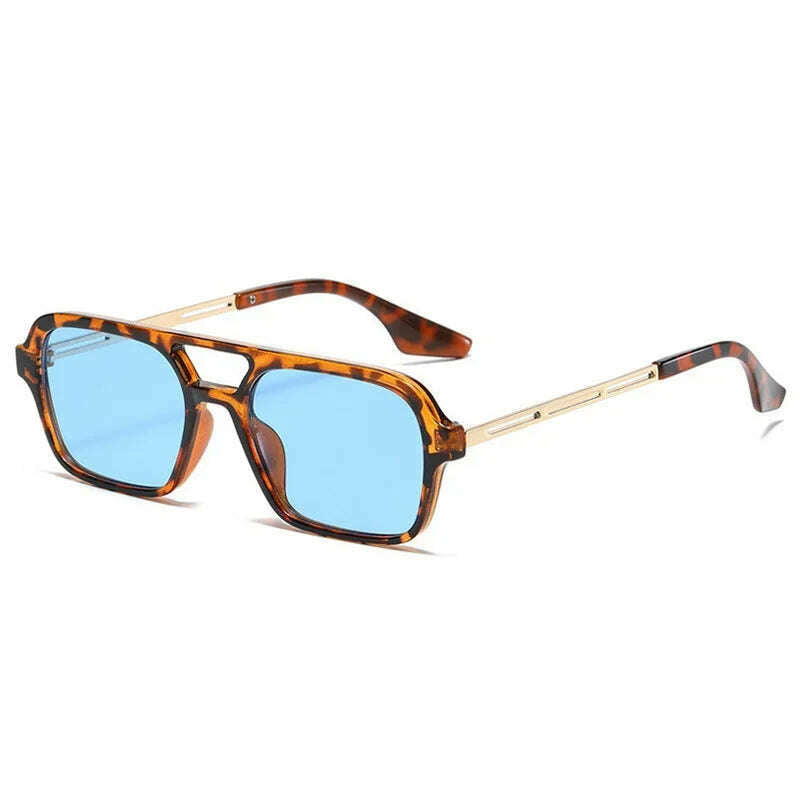 KIMLUD, Small Frame Square Sunglasses Woman Brand Designer Fashion Luxury Sun Glasses Female Vintage Hollow Leopard Blue Oculos De Sol, Leopard Blue / Other, KIMLUD Womens Clothes